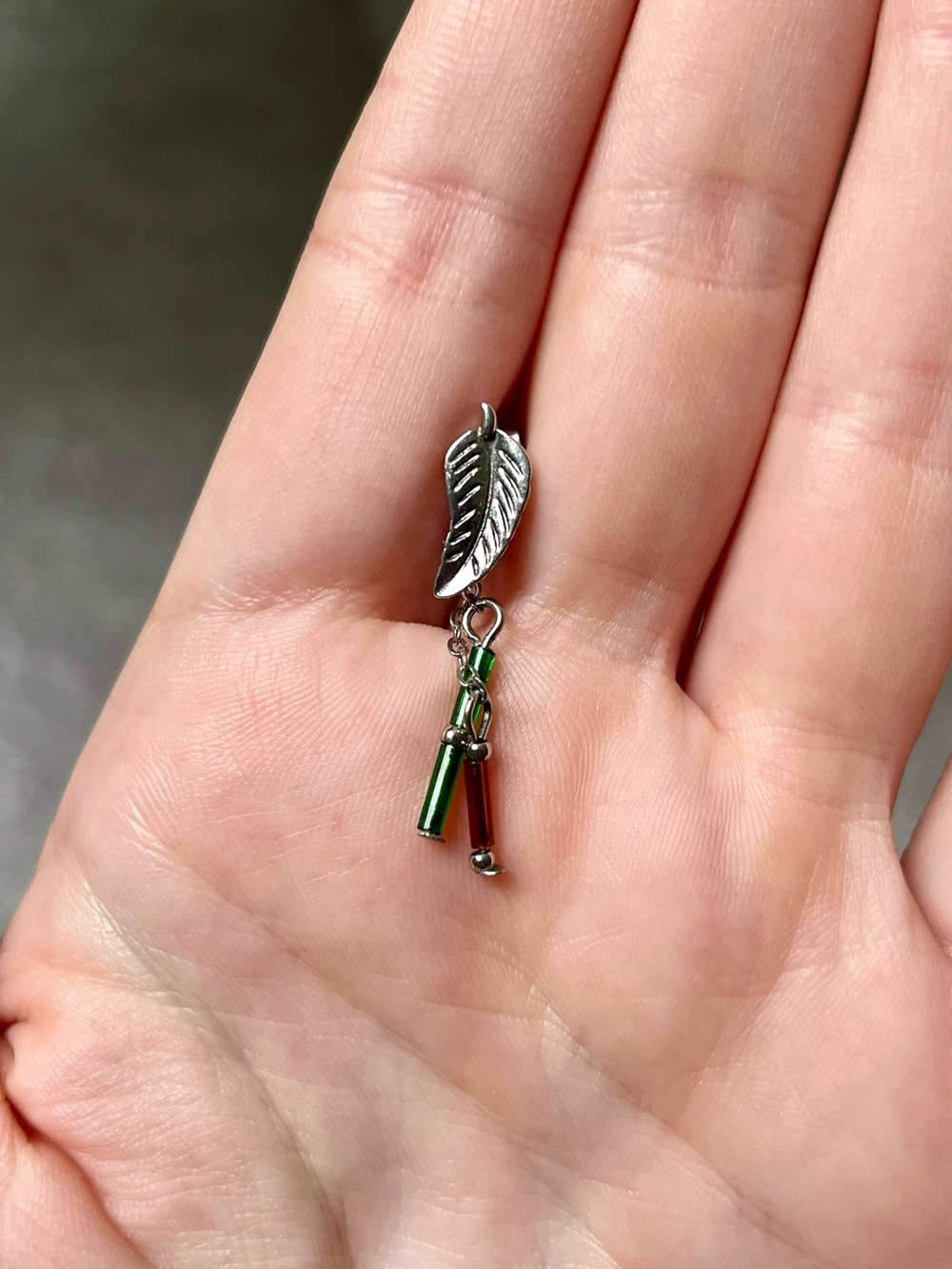 Silver Leaf Dangle Charm Earrings